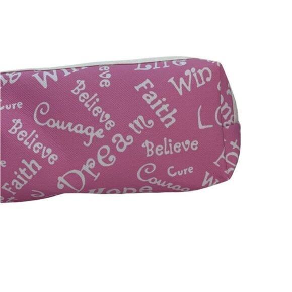 NWT Pink Breast Cancer Awareness Pencil Case Cosmetic Beauty Bag Keychain Pouch - Picture 2 of 8